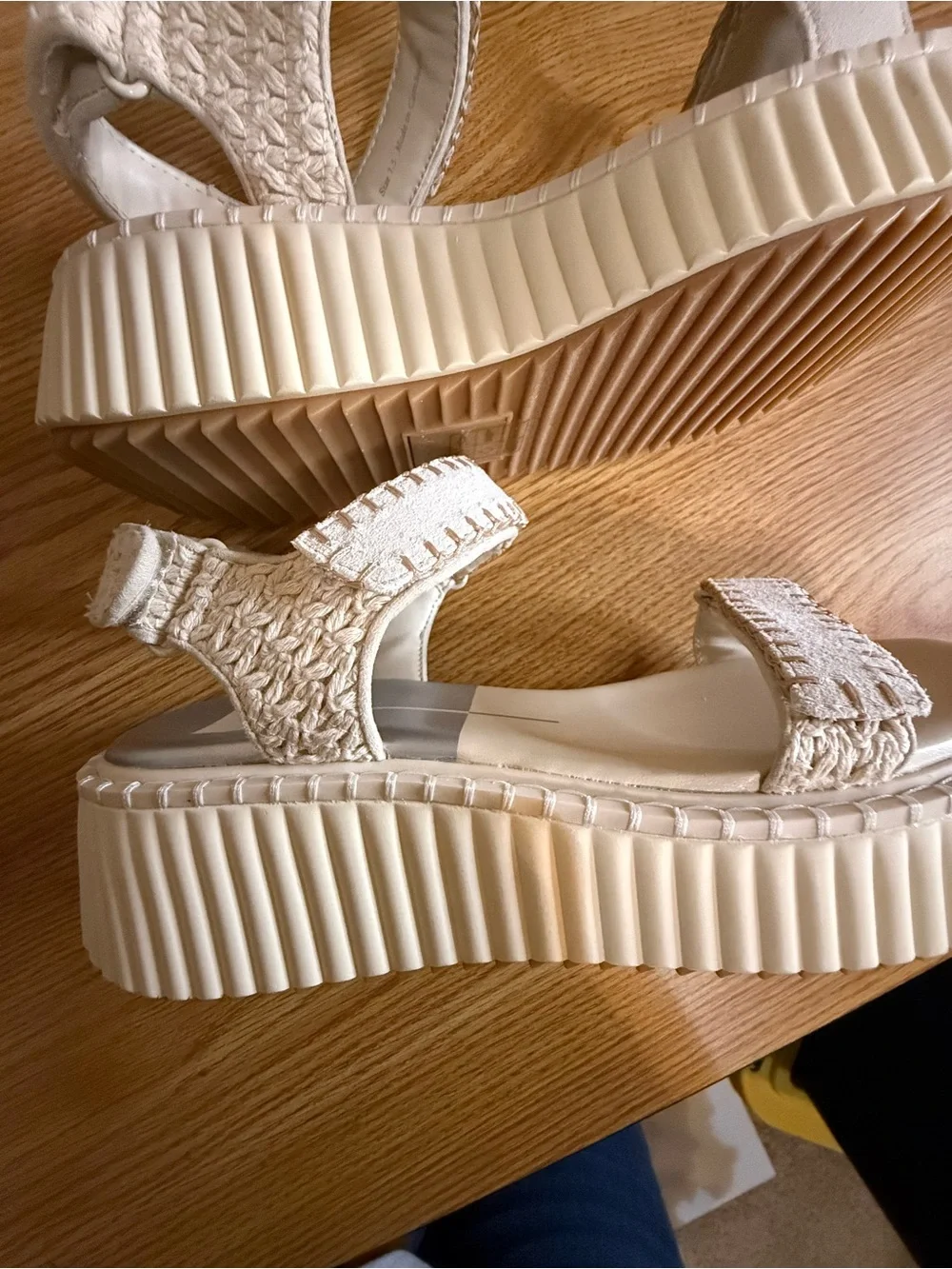 Dolce Vita Neutral Cream Crochet & Suede Strap Sandals